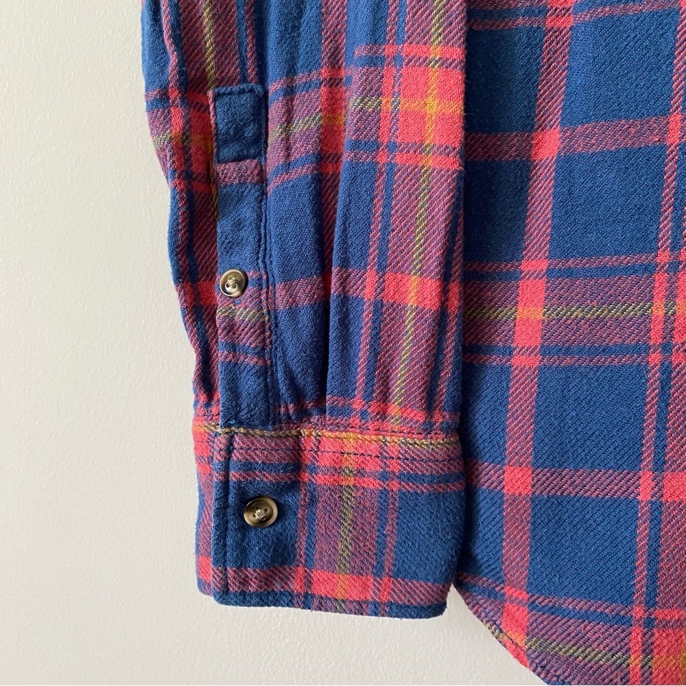 Roots blue and red check flannel shirt blouse size medium womens - Picture 6 of 15
